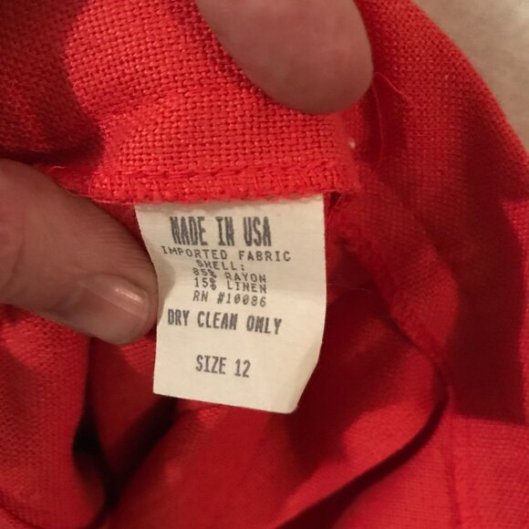 Vintage Pleated Midi Skirt Peach Linen Blend Size 12 Made In USA - Picture 4 of 7